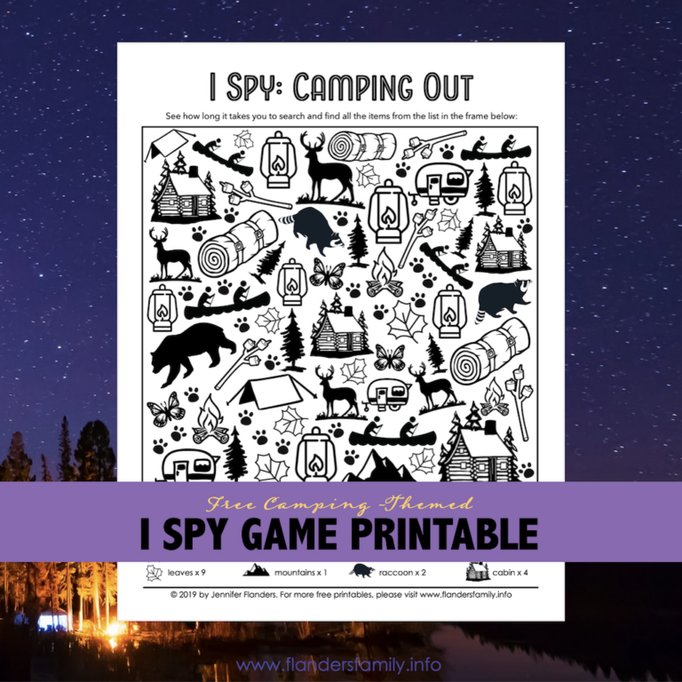 Camping Themed I Spy Game (Free Printable)