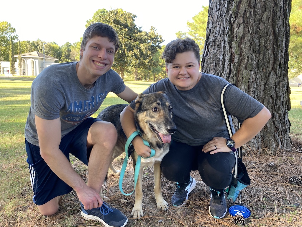 Joe and Emi with Dog