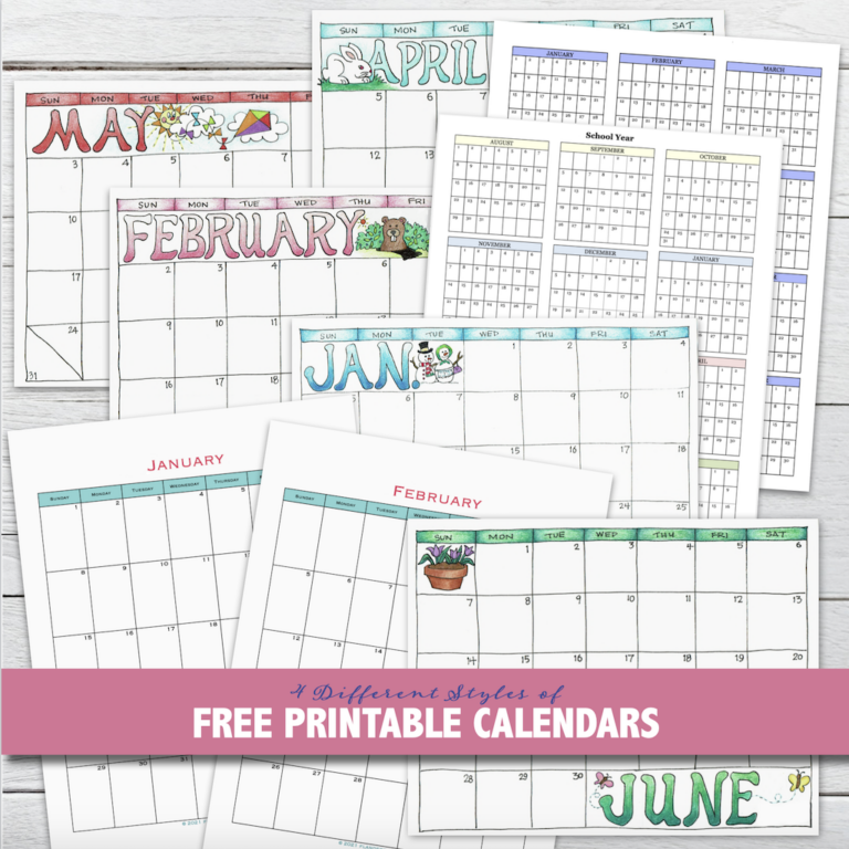 Free Printable Calendars (Pick Your Style)