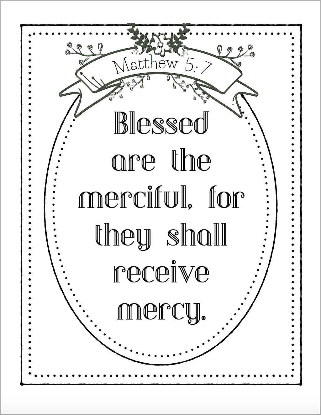 Blessed are the Merciful Coloring Page