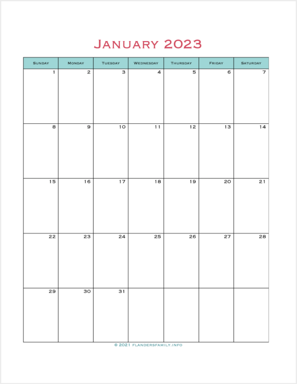 2023 Calendars for Advanced Planning - Flanders Family Homelife