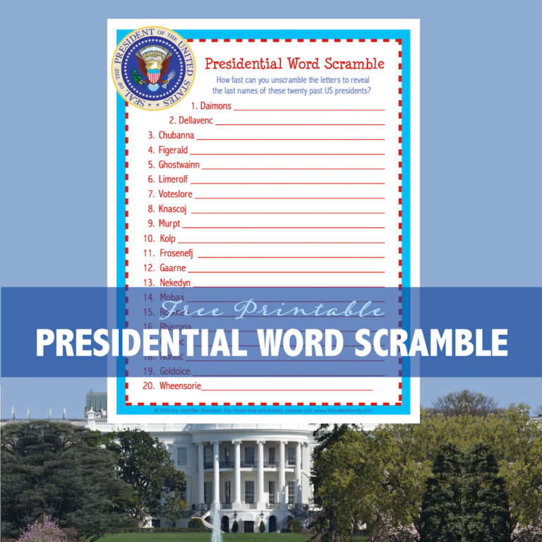 Presidential Word Scramble