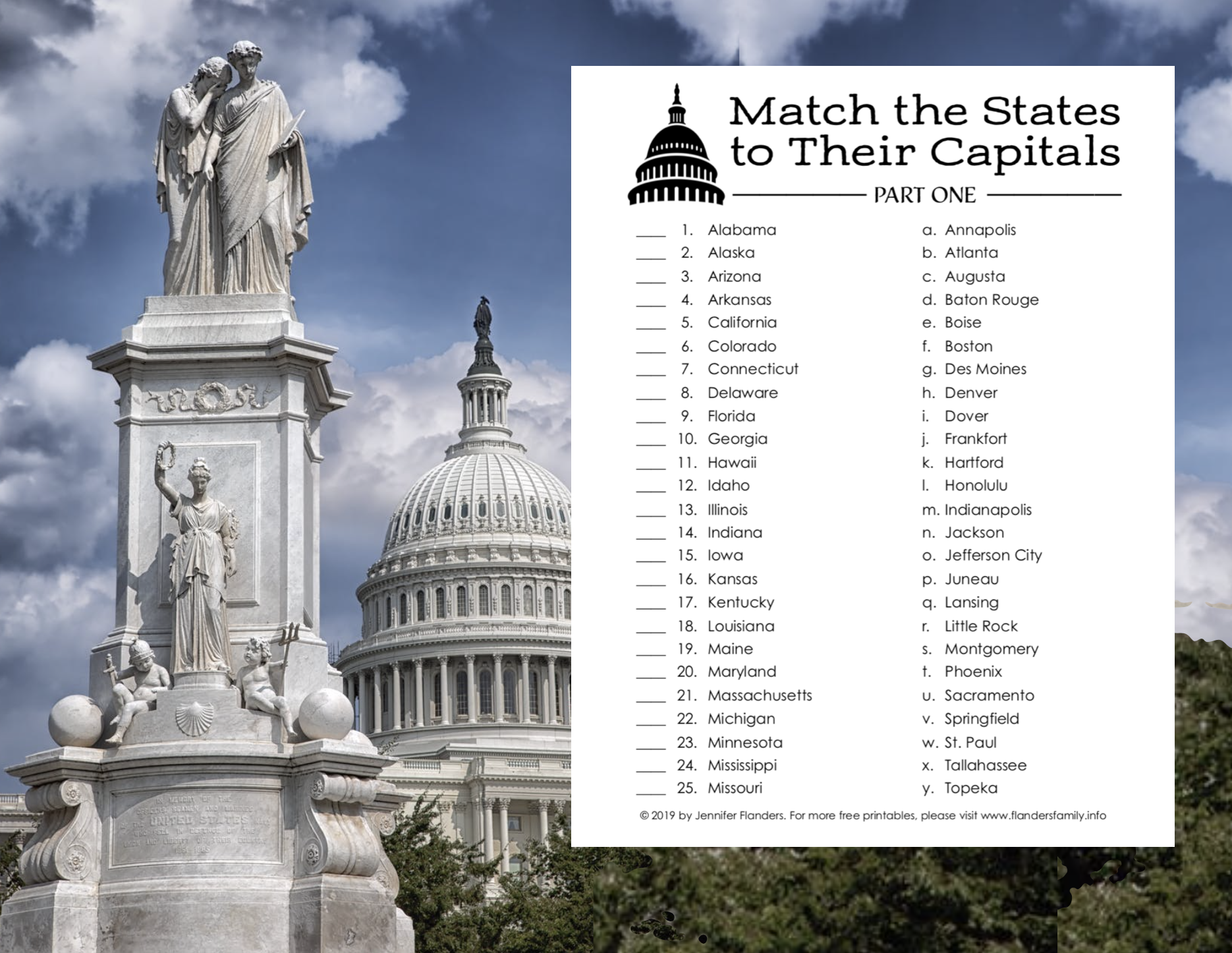 State Capital Matching Game