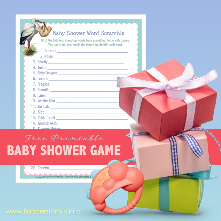 Baby Shower Word Scramble (Free Printable)