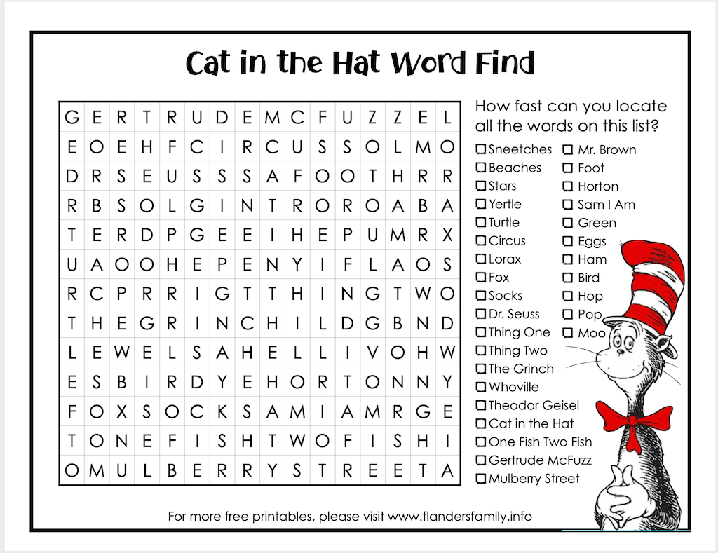 Cat in the Hat Word Find