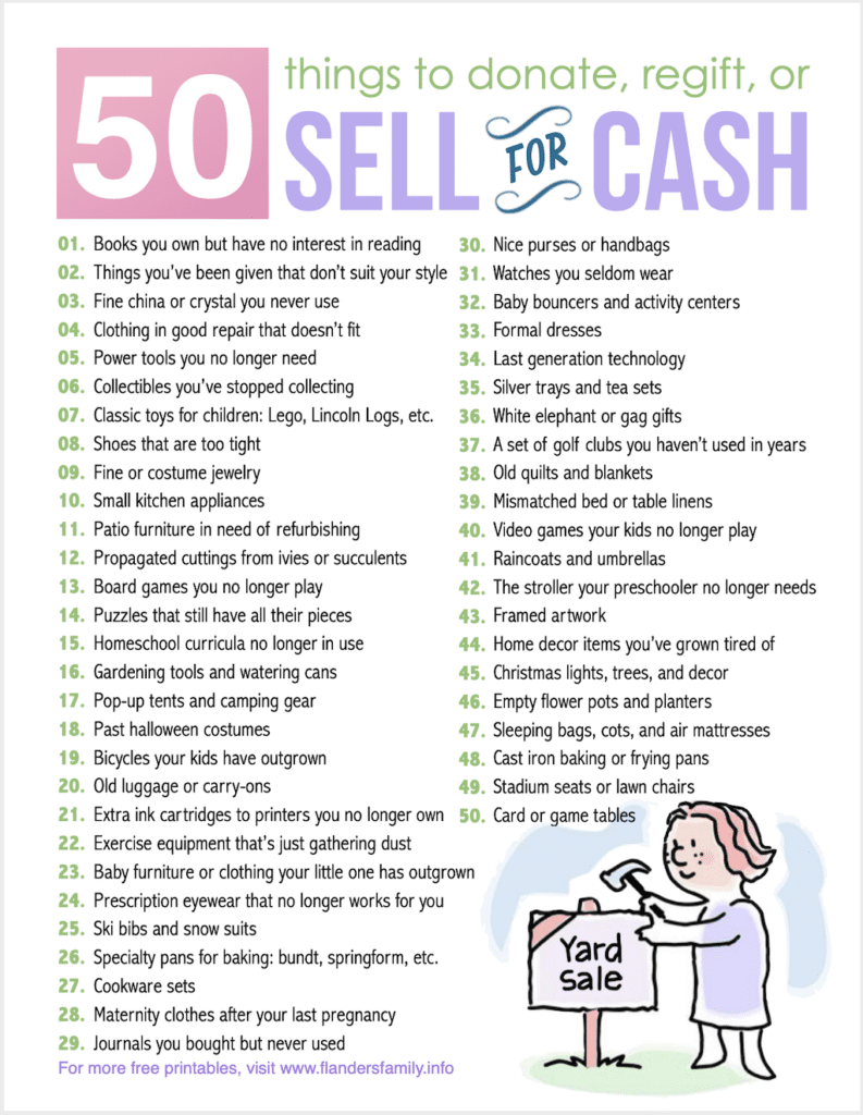 50 Things to Sell or Give Away