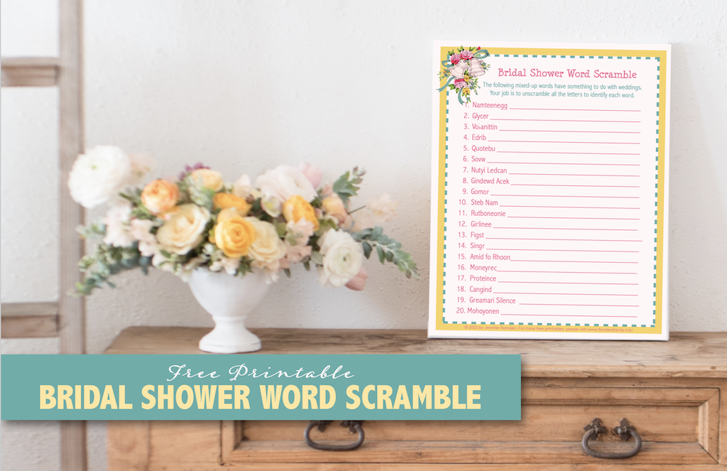 Bridal Shower Word Scramble Game