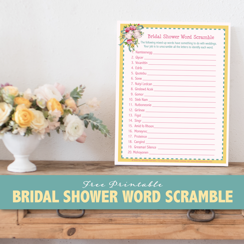 Bridal Shower Word Scramble Game