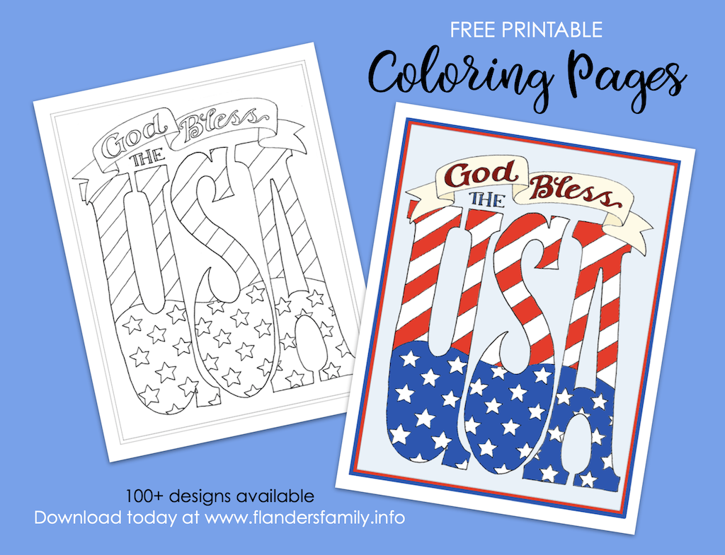 God Bless the USA Coloring Page - Flanders Family Homelife