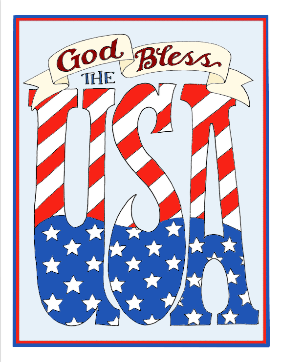 God Bless the USA Coloring Page