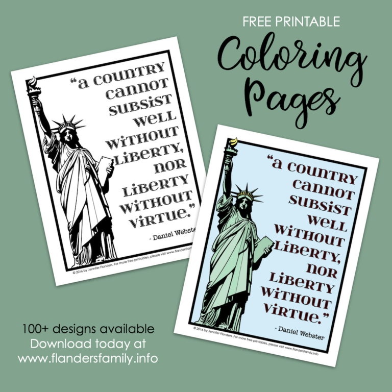 Liberty and Virtue Coloring Page