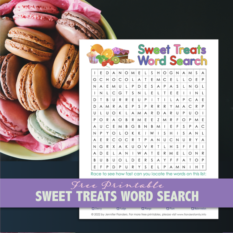 Sweet Treats Word Find Printable