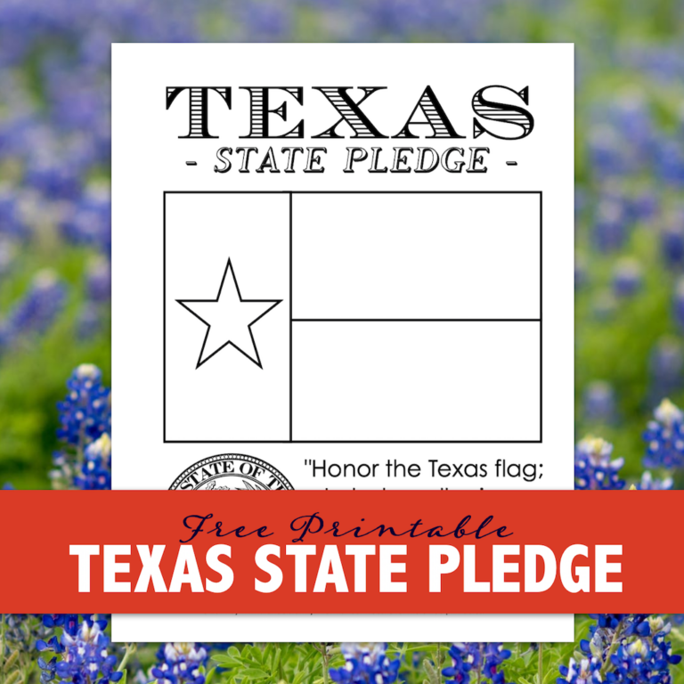 Texas State Pledge Printable