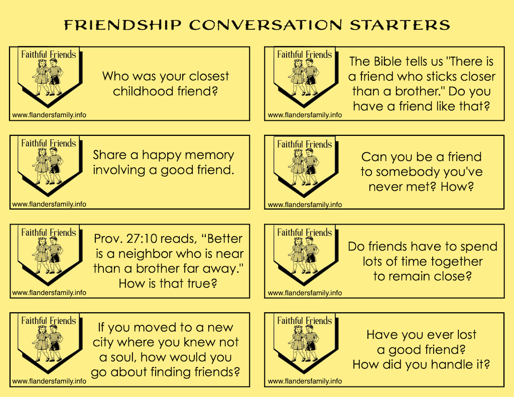 Friendship Themed Conversation Starters 