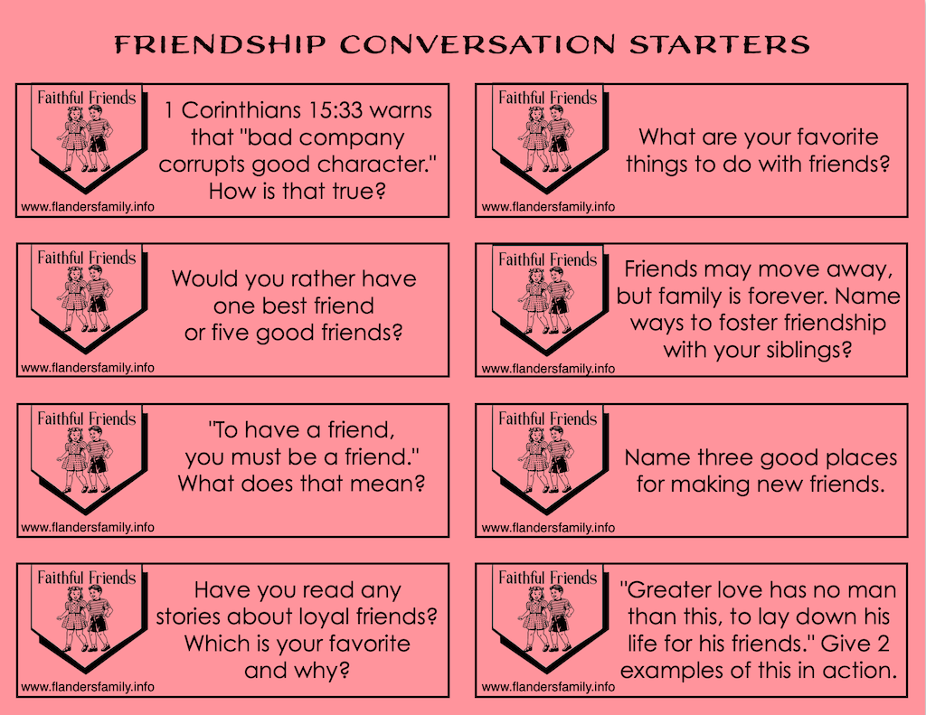 Friendship Themed Conversation Starters 