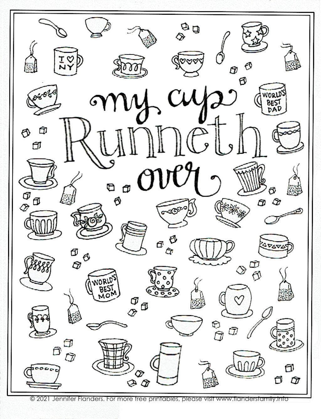 My Cup Runneth Over Coloring Page