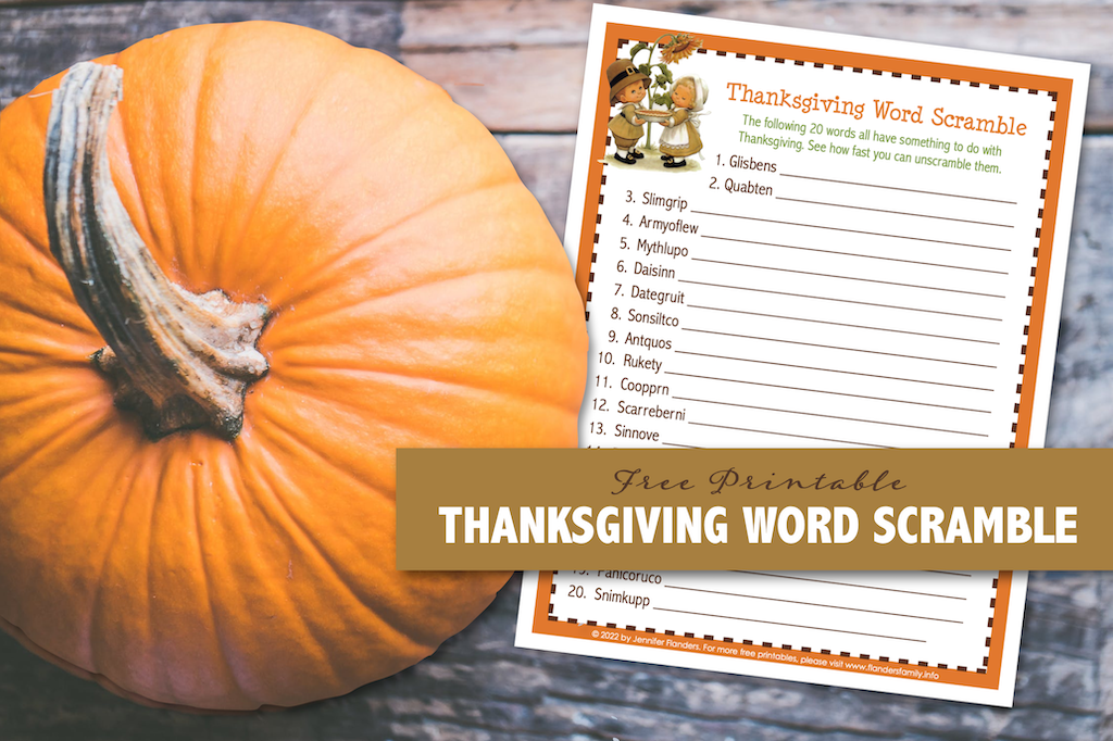 Thanksgiving Word Scramble 