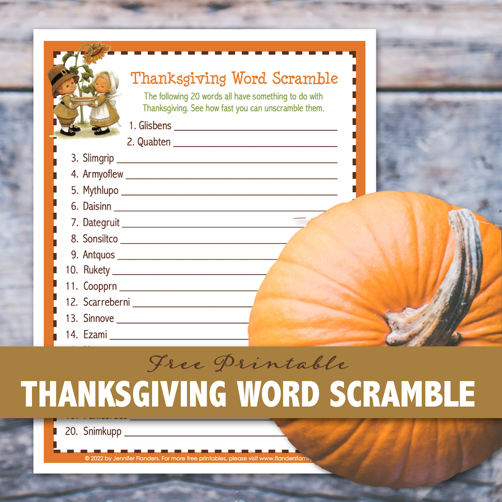 Thanksgiving Word Scramble 