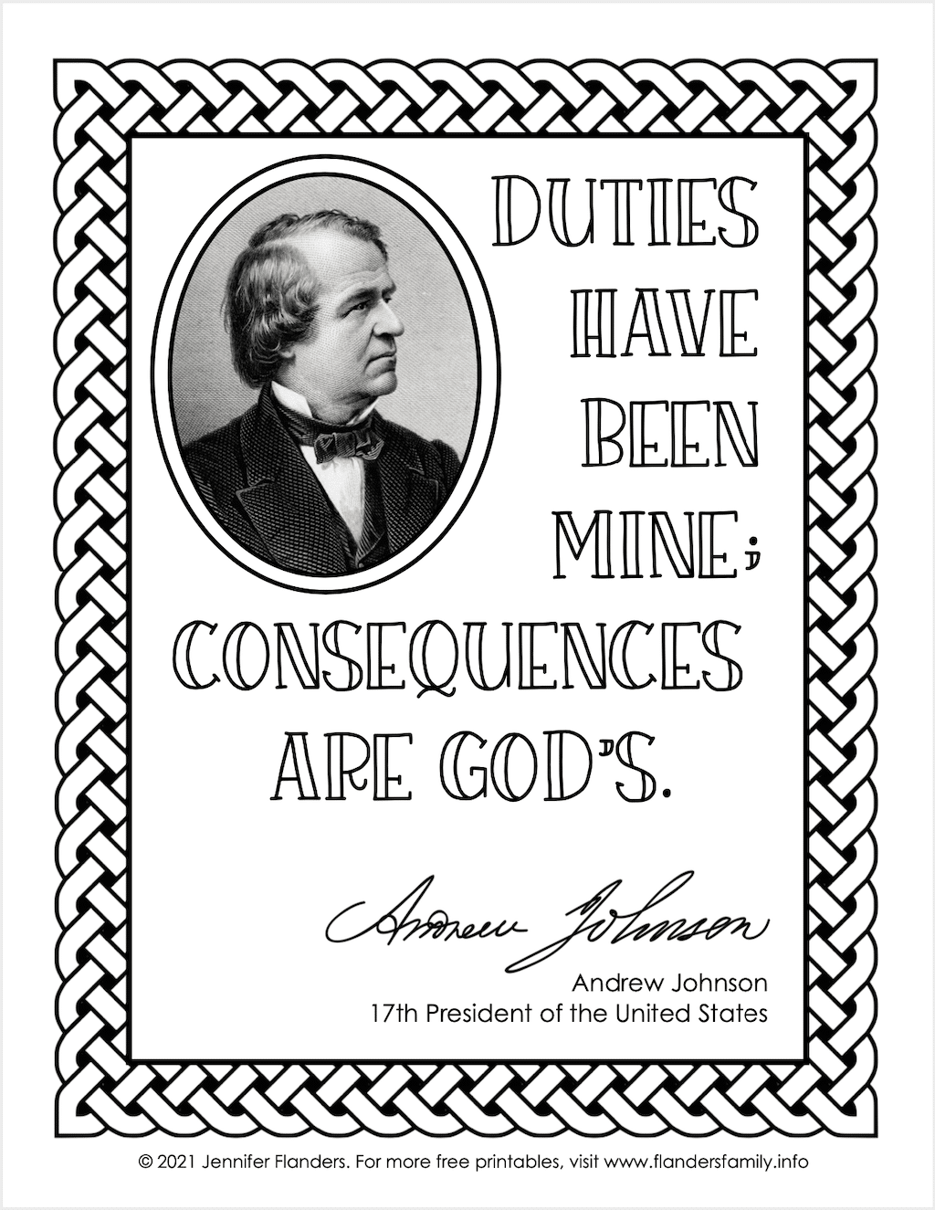 Andrew Johnson Coloring Page