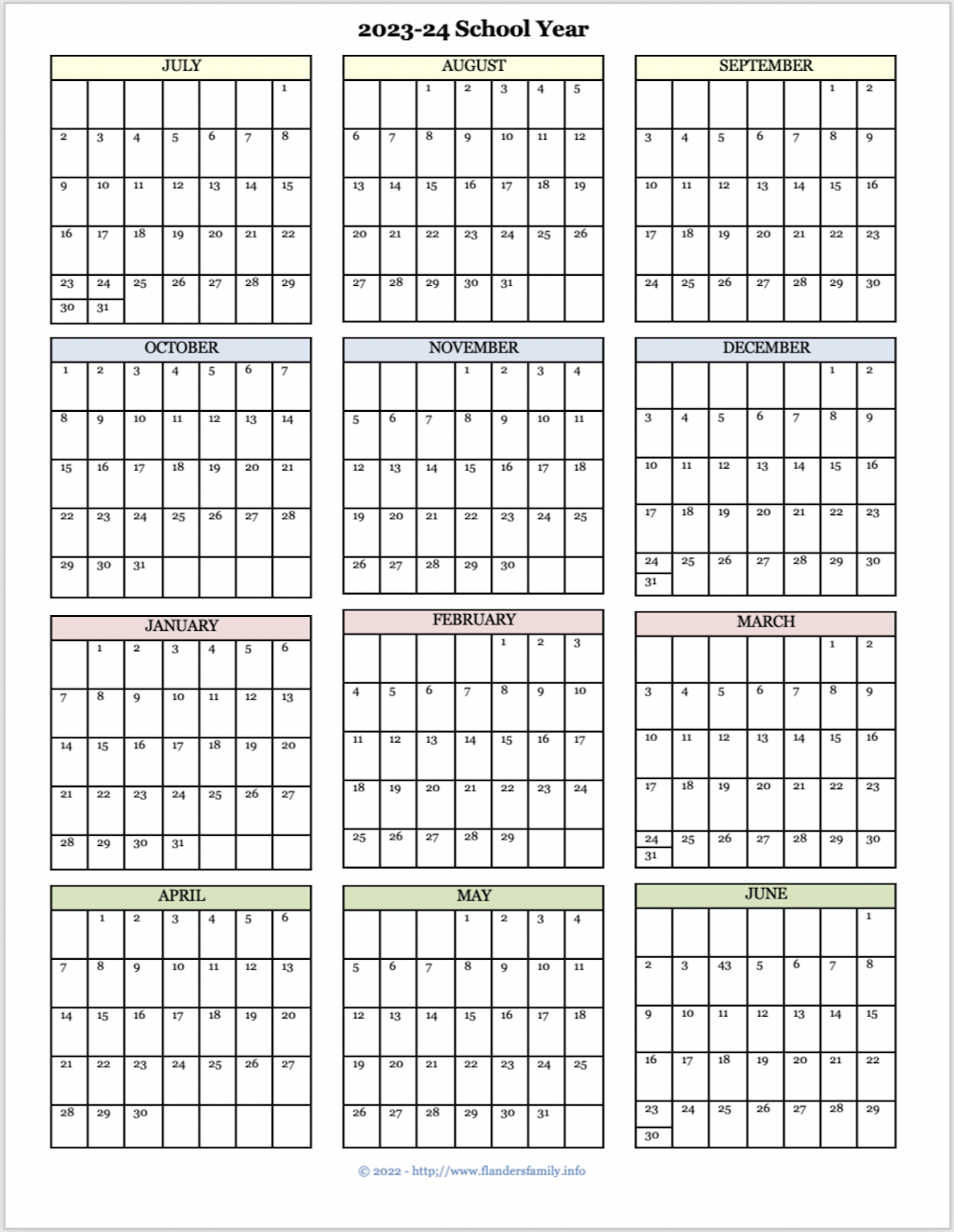 2023-2024 Academic Calendar - July Start