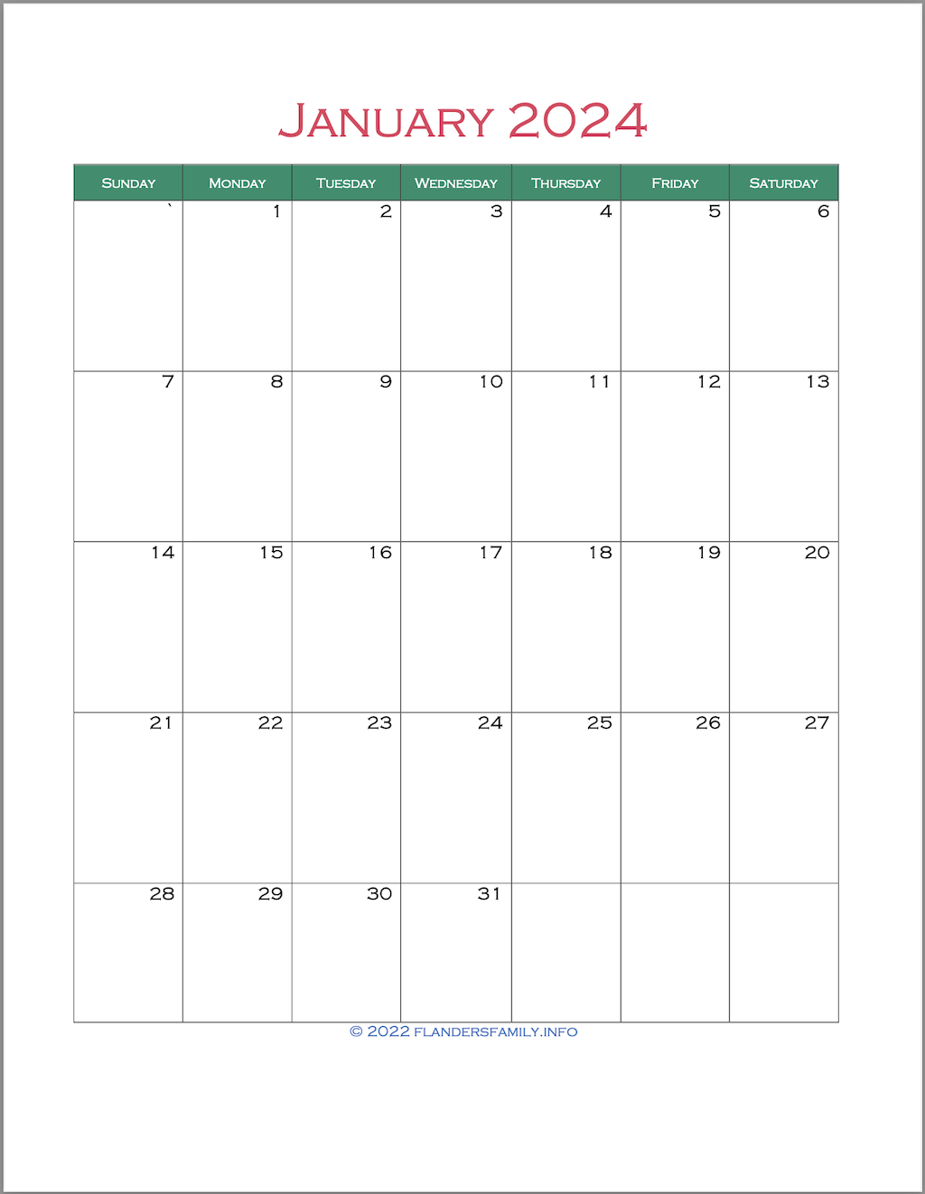 2024 Calendars for Advanced Planning - Flanders Family Home Life