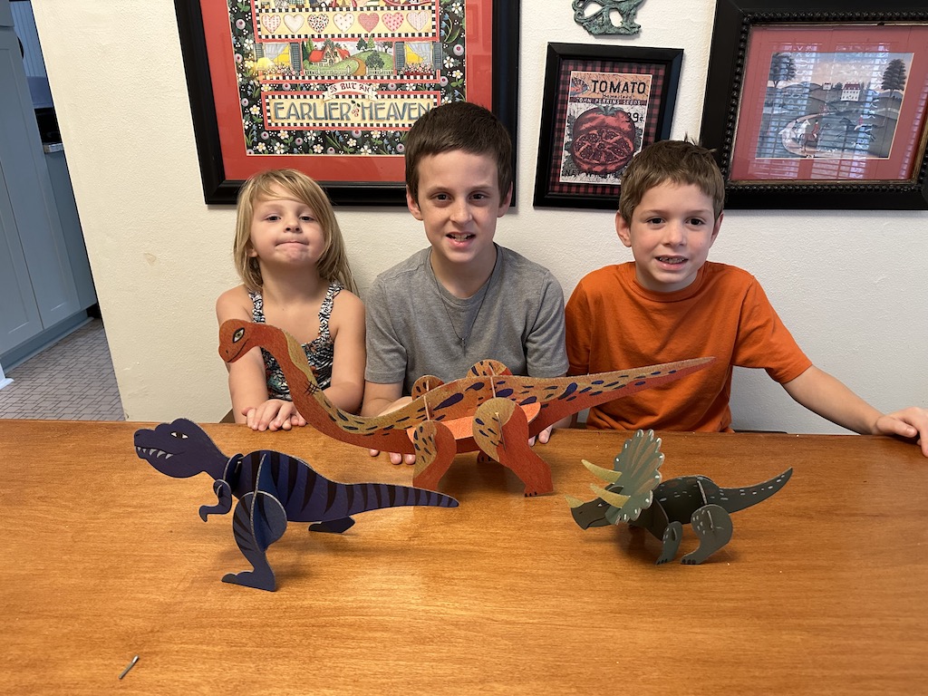 Kids with 3-D Dinos