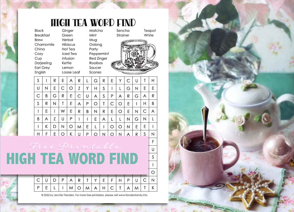 High Tea Word Find