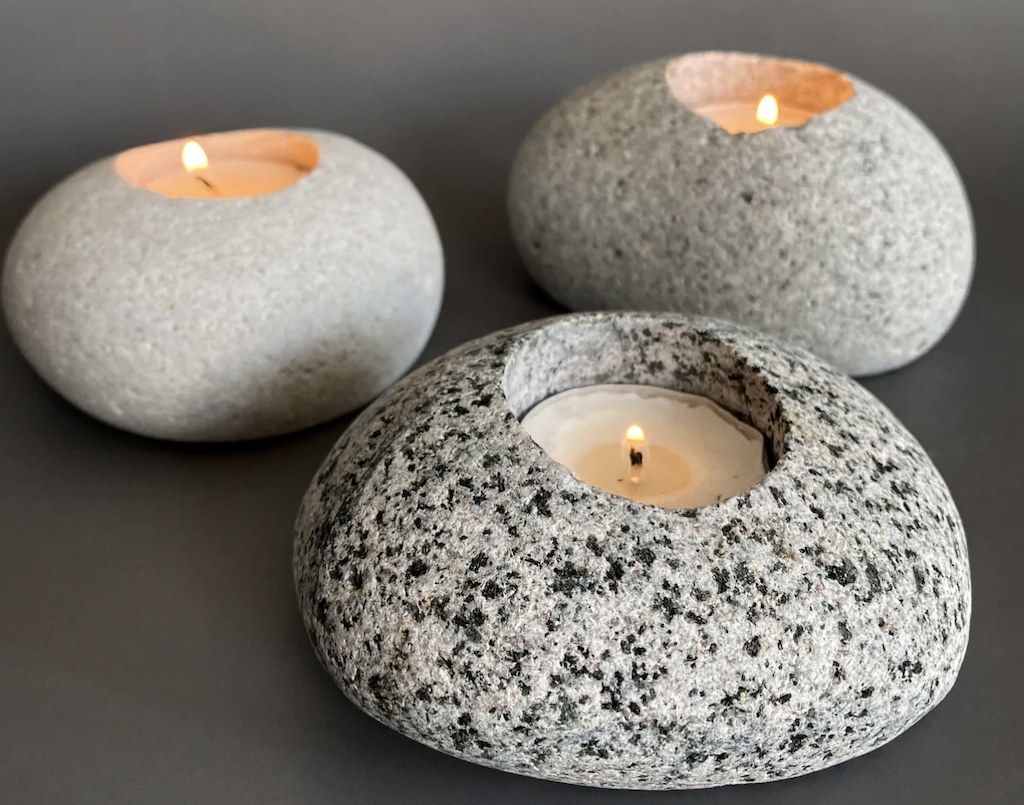 Rock Crafts - Beach Stone Candles