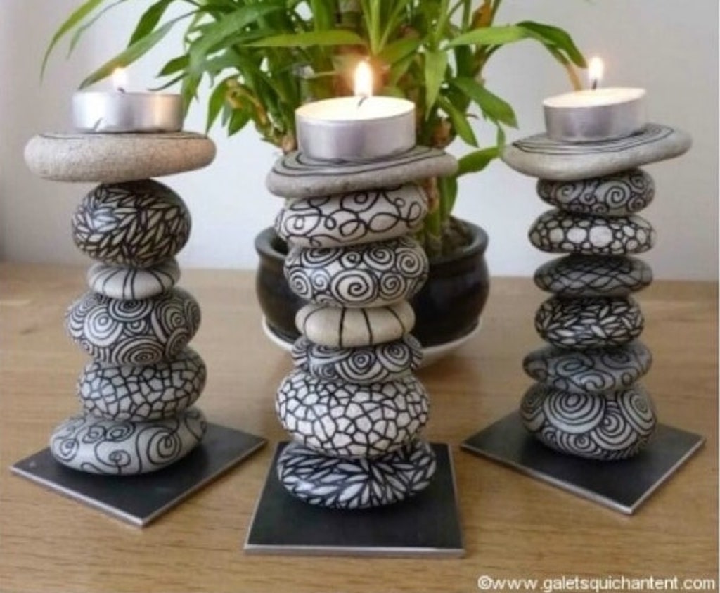 Rock Crafts - Candle Holders