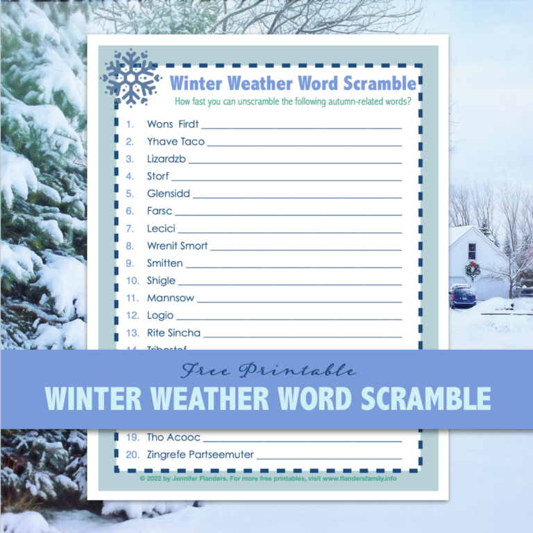 Winter Weather Word Scramble