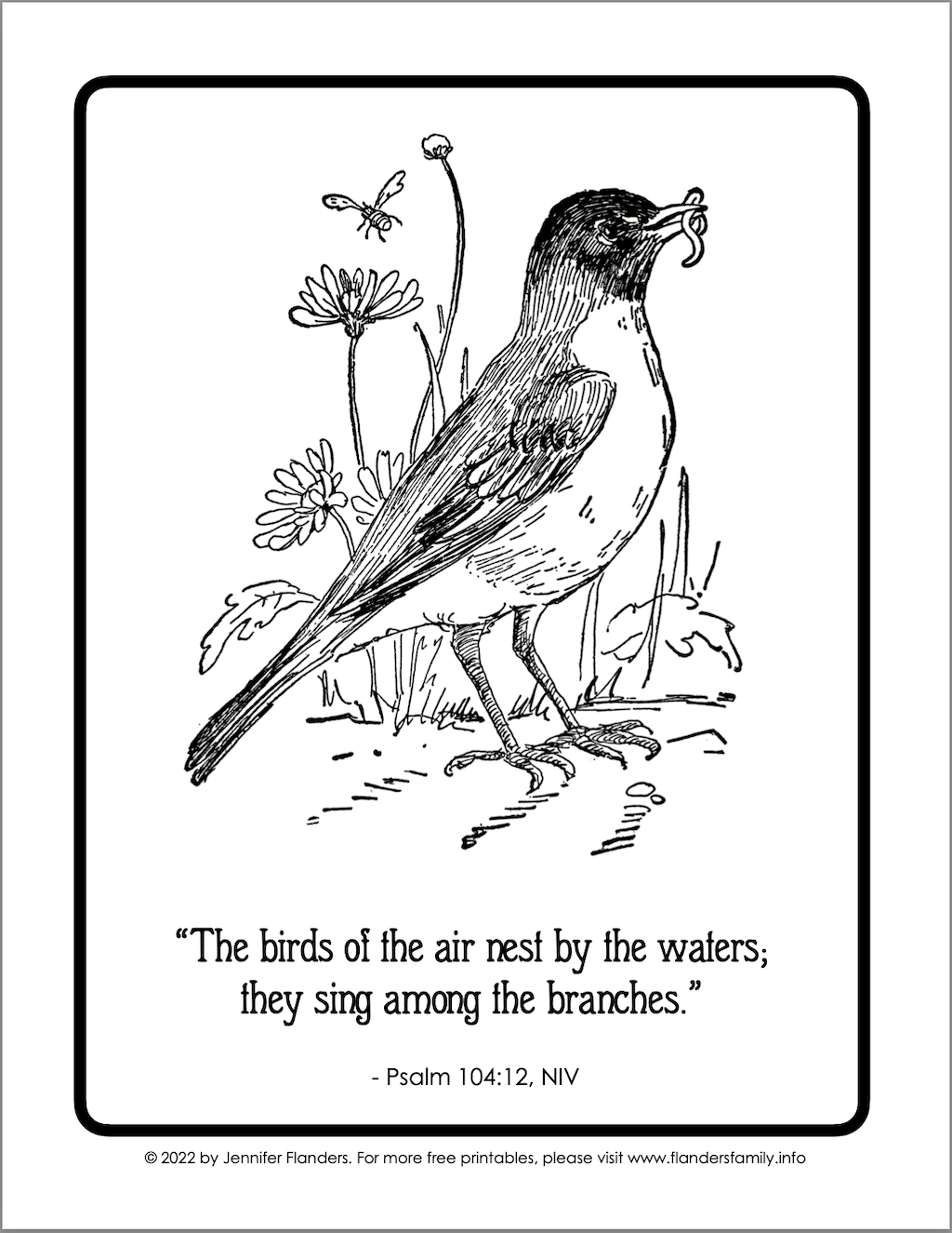 Nesting and Singing Coloring Page