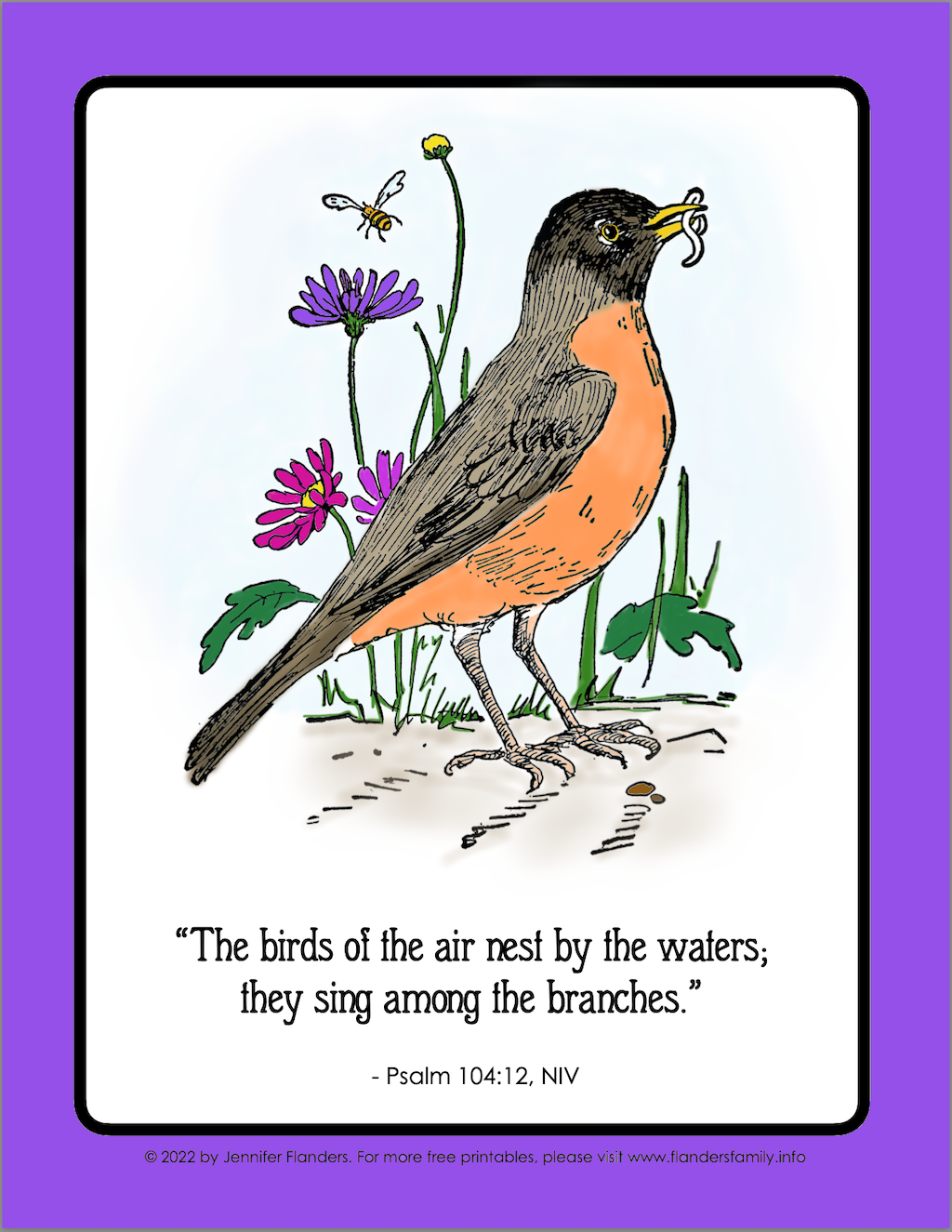 Nesting and Singing Coloring Page