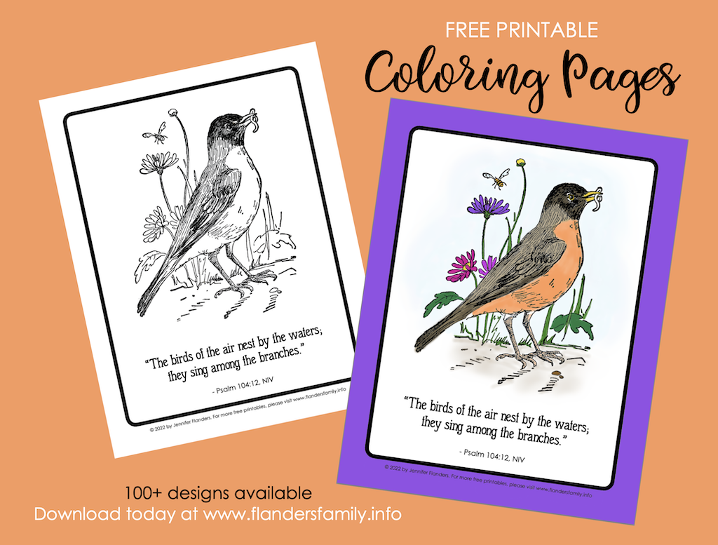 Nesting and Singing Coloring Page