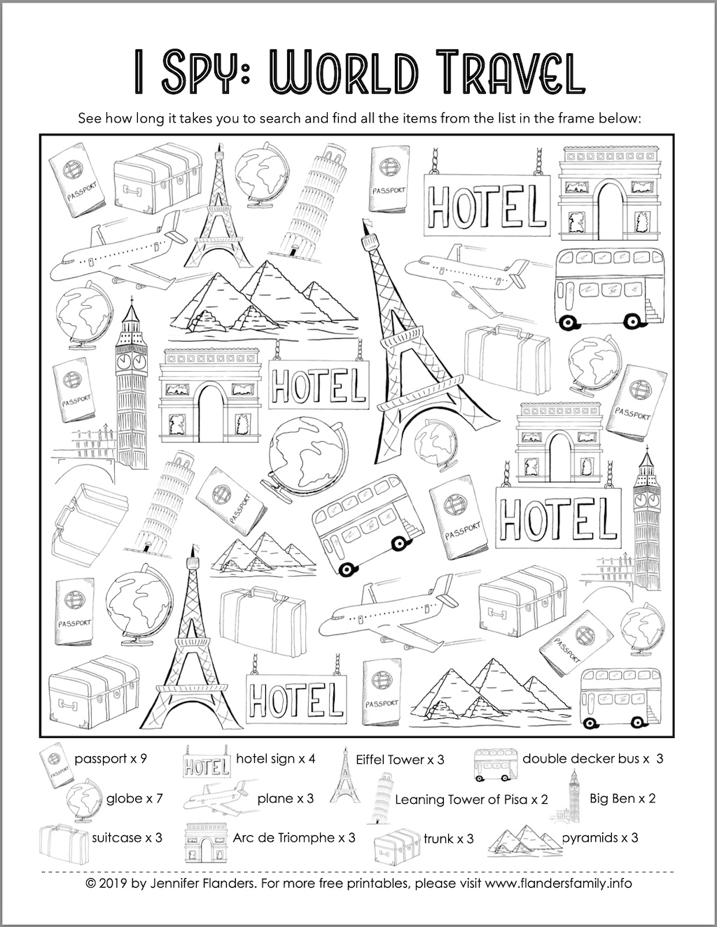 World Travel I Spy - Printable