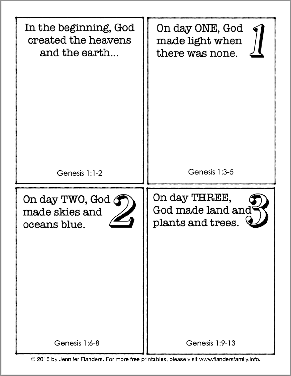 Days of Creation Printables