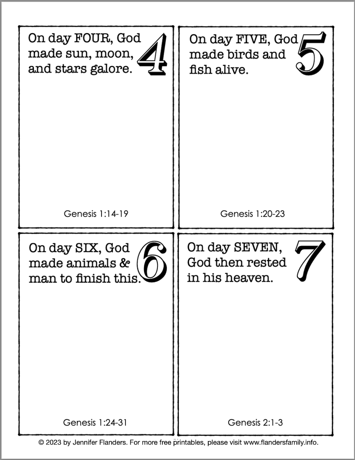 Days of Creation Printables