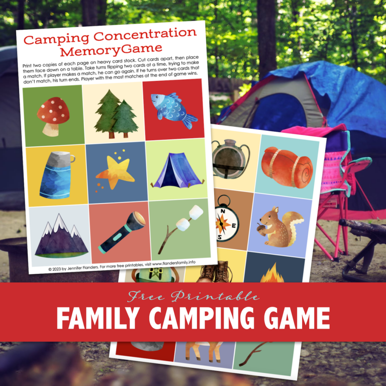 Printable Family Camp Memory Game