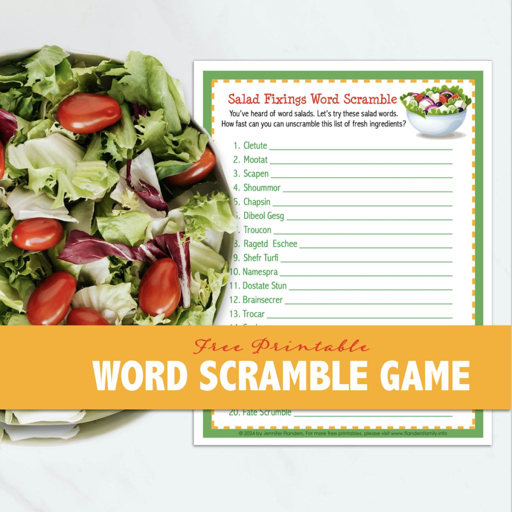 Salad Fixings Word Scramble