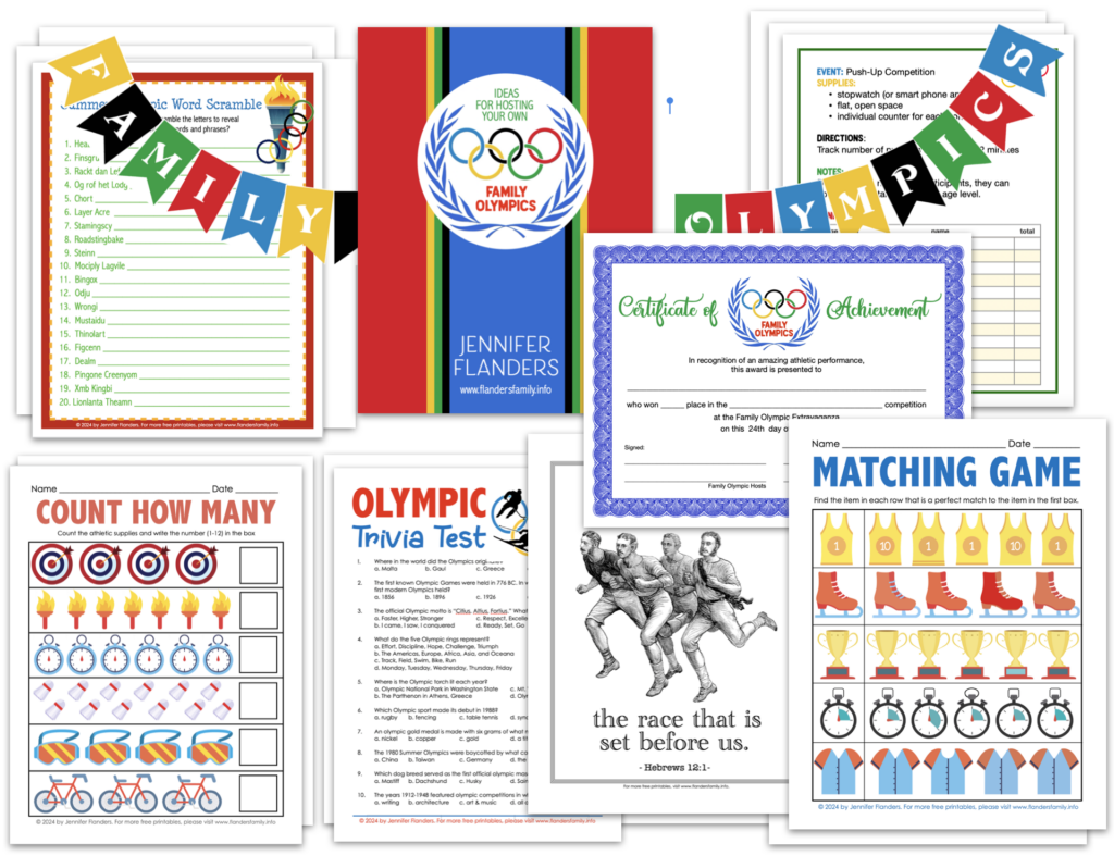 Family Olympics Print Pack - Contents